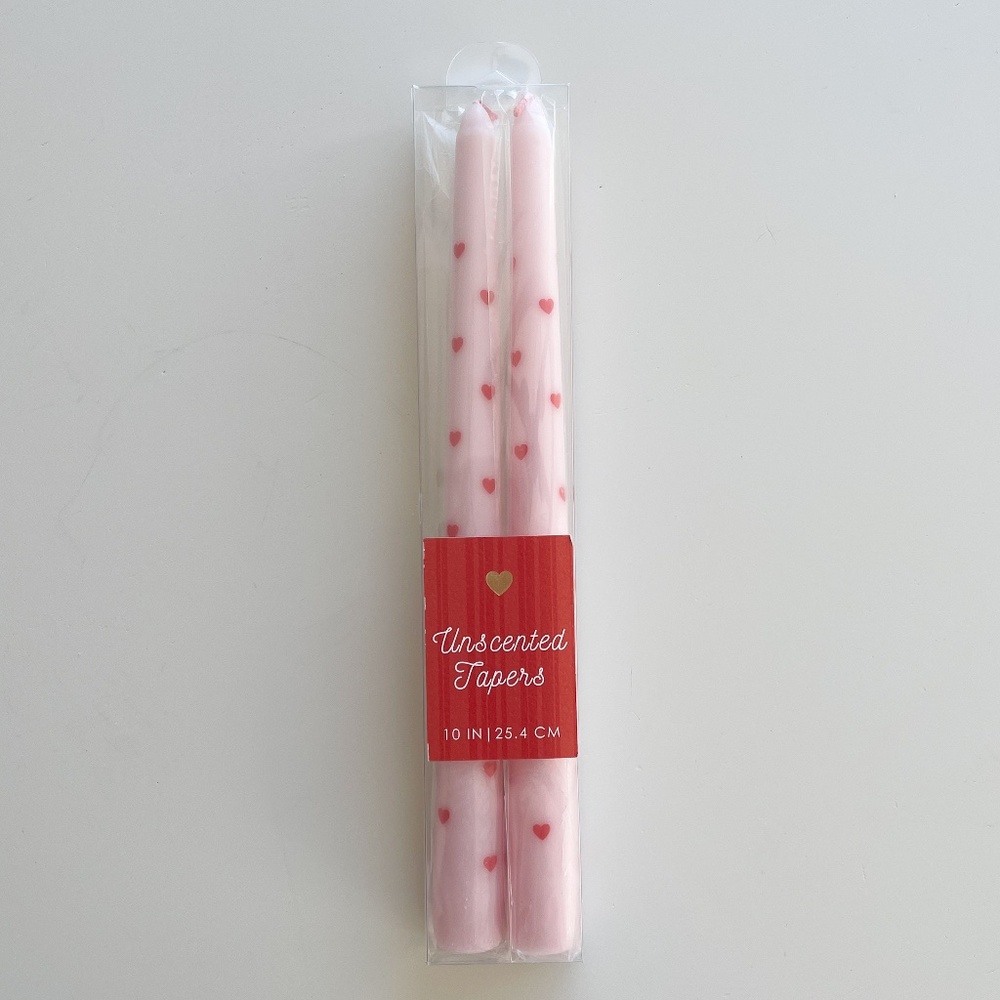 2 New Taper Candles 10 Inch Pink And Red Hearts Valentine's Day Anniversary